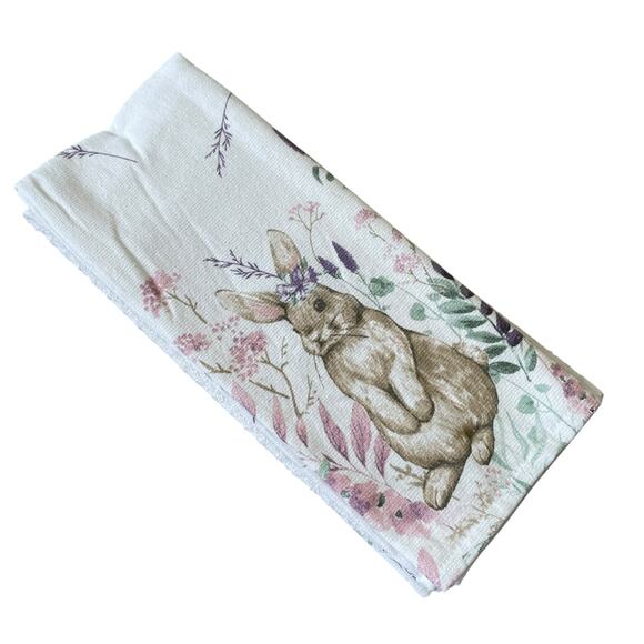 TAHARI HOME Kitchen Towels 3pk Easter Bunny Rabbit Spring Floral 18" X 28" New - Picture 7 of 16